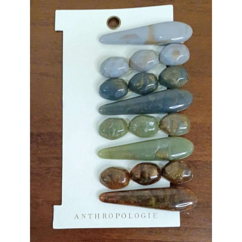 Anthropologie Gemstone Hair Clips, Set Of 8 - NWT!